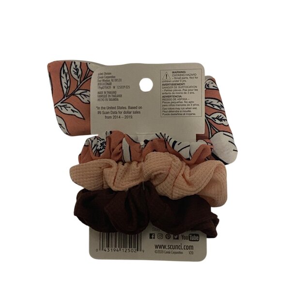 Scunci 3-Piece Scrunchies Ponytail Holder Set With Floral & Solid Patterns Multi - Picture 4 of 7